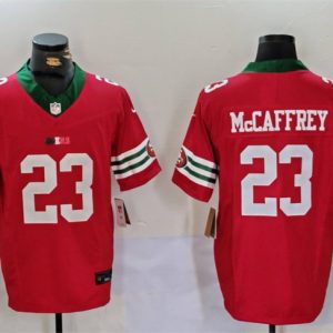 Men's San Francisco 49ers #23 Christian McCaffrey Red F.U.S.E. Mexico Vapor Limited Stitched Football Jersey