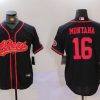Men's San Francisco 49ers #16 Joe Montana Black With Patch Cool Base Stitched Baseball Jerseys