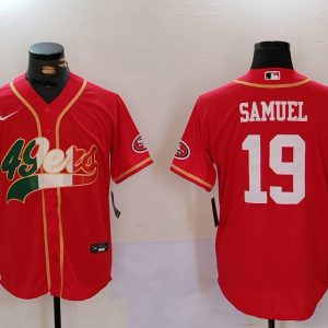 Men's San Francisco 49ers#19 Deebo Samuel Red With Patch Cool Base Stitched Baseball Jerseys