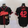 Men's San Francisco 49ers #42 Ronnie Lott Black With Patch Cool Base Stitched Baseball Jerseys