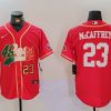 Men's San Francisco 49ers #23 Christian McCaffrey Red With Patch Cool Base Stitched Baseball Jerseys