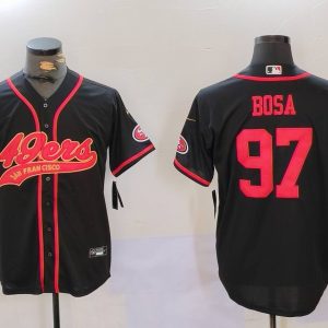 Men's San Francisco 49ers #97 Nick Bosa Black With Patch Cool Base Stitched Baseball Jerseys
