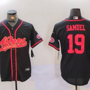 Men's San Francisco 49ers#19 Deebo Samuel Black With Patch Cool Base Stitched Baseball Jersey