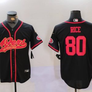 Men's San Francisco 49ers #80 Jerry Rice Black With Patch Cool Base Stitched Baseball Jersey