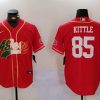 Men's San Francisco 49ers #85 George Kittle Red With Patch Cool Base Stitched Baseball Jerseys