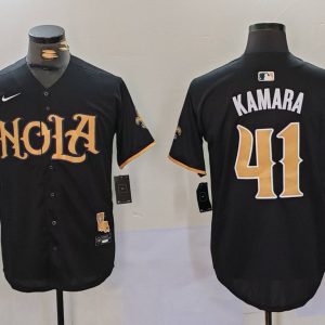 Men's New Orleans Saints #41 Alvin Kamara Black Cool Base Stitched Baseball Jersey