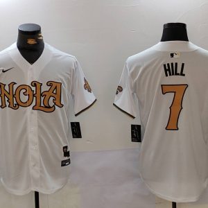 Men's New Orleans Saints #7 Taysom Hill White Nola Baseball Jersey