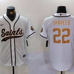 Men's New Orleans Saints #22 Rashid Shaheed White Cool Base Stitched Baseball Jersey