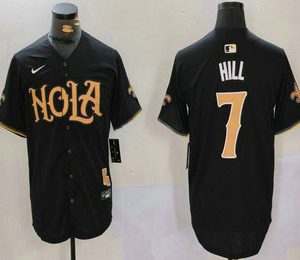 Men's New Orleans Saints #7 Taysom Hill Black Nola Baseball Jersey