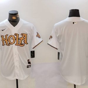 Men's New Orleans Saints Blank White Nola Baseball Jersey