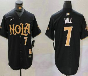 Men's New Orleans Saints #7 Taysom Hill Number Black Nola Baseball Jersey