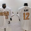 Men's New Orleans Saints #12 Chris Olave Number White Nola Baseball Jersey