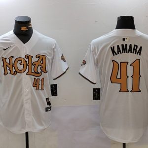 Men's New Orleans Saints #41 Alvin Kamara White Nola Baseball Jerseys