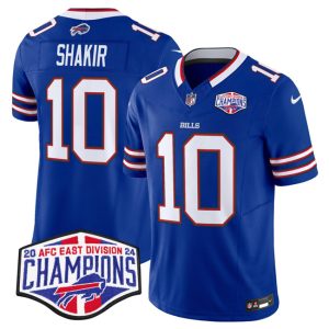 Men's Buffalo Bills #10 Khalil Shakir Royal F.U.S.E. 2024 AFC East Division Champions Jersey