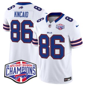 Men's Buffalo Bills #86 Dalton Kincaid White F.U.S.E. 2024 AFC East Division Champions Jersey