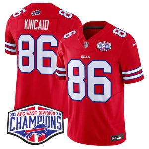 Men's Buffalo Bills #86 Dalton Kincaid Red F.U.S.E. 2024 AFC East Division Champions Jersey