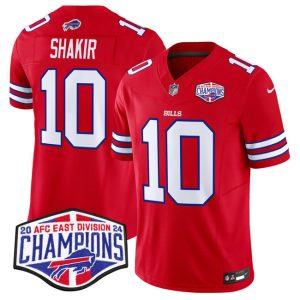 Men's Buffalo Bills #10 Khalil Shakir Red F.U.S.E. 2024 AFC East Division Champions Jersey