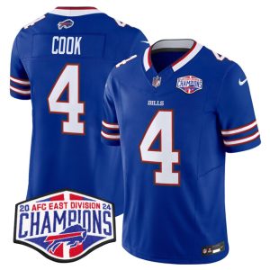 Men's Buffalo Bills #4 James Cook Royal F.U.S.E. 2024 AFC East Division Champions Jersey