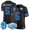 Men's Detroit Lions #5 David Montgomery Black 2024 NFC North Champions 90th Anniversary Patch  Jersey