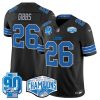 Men's Detroit Lions #26 Jahmyr Gibbs Black 2024 NFC North Champions 90th Anniversary Patch  Jersey