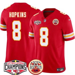 Men's Kansas City Chiefs #8 DeAndre Hopkins Red F.U.S.E. 2024 AFC West Division Champions Jersey