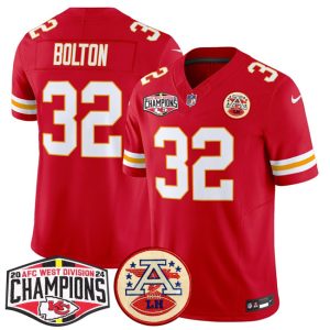 Men's Kansas City Chiefs #32 Nick Bolton Red F.U.S.E. 2024 AFC West Division Champions Jersey