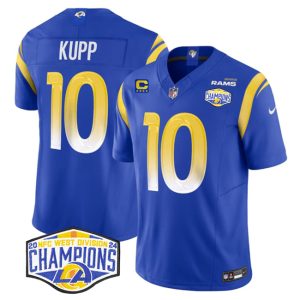 Men's Los Angeles Rams #10 Cooper Kupp Blue 2024 NFC West Champions With 4-Star C Patch F.U.S.E.  Jersey