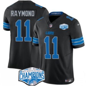 Men's Detroit Lions #11 Kalif Raymond Black 2024 NFC North Champions  Jersey