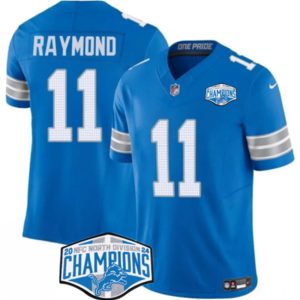 Men's Detroit Lions #11 Kalif Raymond Blue 2024 NFC North Champions  Jersey