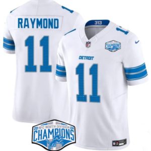 Men's Detroit Lions #11 Kalif Raymond White 2024 NFC North Champions  Jersey