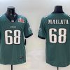 Men's Philadelphia Eagles #68 Jordan Mailata Green 2025 Super Bowl LIX Patch New Vapor Untouchable Limited Football Stitched Jersey