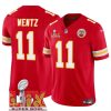 Men's Kansas City Chiefs #11 Carson Wentz Red 2025 Super Bowl LIX Patch F.U.S.E. Jersey