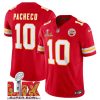 Men's Kansas City Chiefs #10 Isiah Pacheco Red 2025 Super Bowl LIX Patch F.U.S.E. Jersey