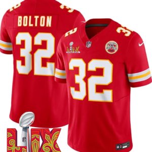 Men's Kansas City Chiefs #32 Nick Bolton Red 2025 Super Bowl LIX Patch F.U.S.E. Jersey