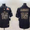 Men's Kansas City Chiefs #15 Patrick Mahomes Black Gold 2025 Super Bowl LIX Patch Jersey
