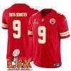 Men's Kansas City Chiefs #9 JuJu Smith-Schuster Red 2025 Super Bowl LIX Patch F.U.S.E. Jersey