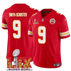 Men's Kansas City Chiefs #9 JuJu Smith-Schuster Red 2025 Super Bowl LIX Patch F.U.S.E. Jersey