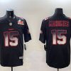 Men's Kansas City Chiefs #15 Patrick Mahomes Black 2025 Super Bowl LIX Patch Smoke Fashion Jersey