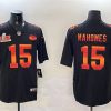 Men's Kansas City Chiefs #15 Patrick Mahomes Black 2025 Super Bowl LIX Patch Fashion Jersey