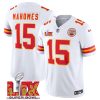 Men's Kansas City Chiefs #15 Patrick Mahomes White 2025 Super Bowl LIX Patch F.U.S.E. Jersey