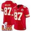 Men's Kansas City Chiefs #87 Travis Kelce Red 2025 Super Bowl LIX Patch F.U.S.E. Jersey