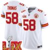 Men's Kansas City Chiefs #58 Derrick Thomas White 2025 Super Bowl LIX Patch F.U.S.E. Jersey