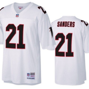 Men's Atlanta Falcons #21 Deion Sanders White Throwback Jersey