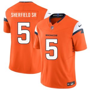 Men's Denver Broncos #5 Trent Sherfield Sr Orange 2025 F.U.S.E. Vapor Limited Football Stitched Jersey