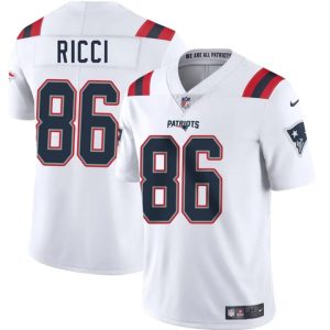 Men's New England Patriots #86 Giovanni Ricci White 2025 Vapor Limited Football Stitched Jersey