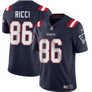 Men's New England Patriots #86 Giovanni Ricci Navy 2025 Vapor Limited Football Stitched Jersey