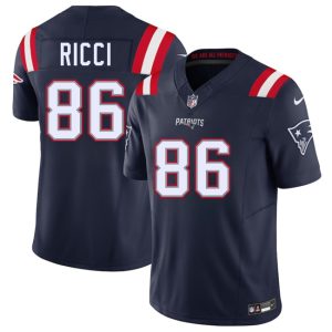 Men's New England Patriots #86 Giovanni Ricci Navy 2025 F.U.S.E. Vapor Limited Football Stitched Jersey