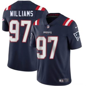 Men's New England Patriots #97 Milton Williams Navy 2025 Vapor Limited Football Stitched Jersey