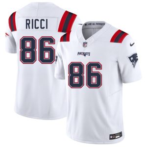 Men's New England Patriots #86 Giovanni Ricci White 2025 F.U.S.E. Vapor Limited Football Stitched Jersey