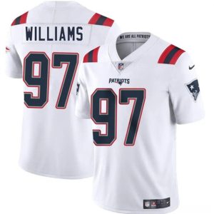 Men's New England Patriots #97 Milton Williams White 2025 Vapor Limited Football Stitched Jersey